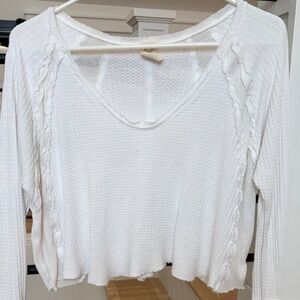 Free People White Textured Crop Top